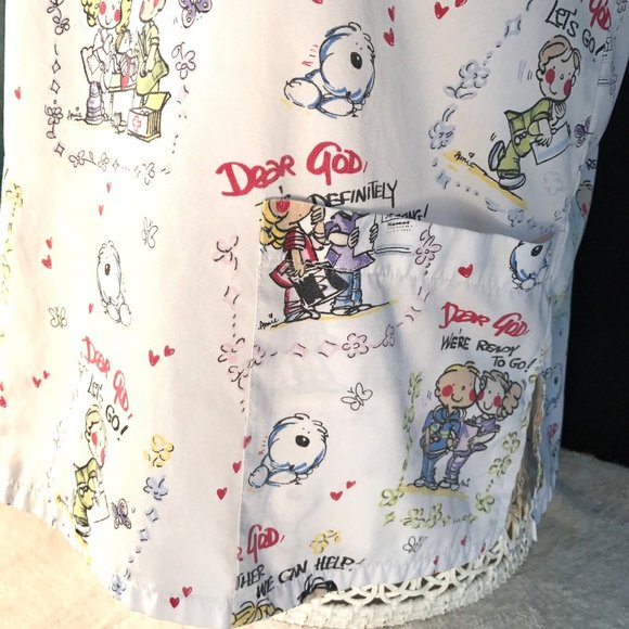 Dear God Kids Scrub Small White Raglan Sleeves 2 pockets V neck poly Cotton SNAG - Picture 4 of 8